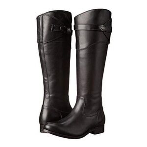 FRYE Molly Button Black Leather Equestrian Tall Knee High Zip Up Boot